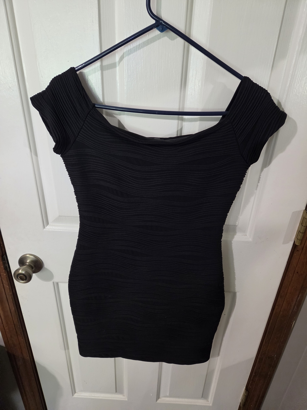 Wet Seal Black Off-Shoulder Textured Bodycon Dress That Little Black Dress